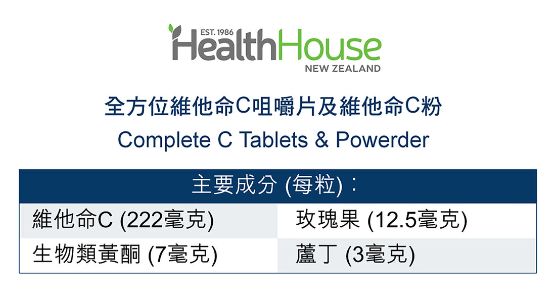 HealthHouse 全方位維他命C咀嚼片及維他命C粉 - anh-hk